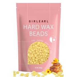 GIRLEARLE Hard Wax Beads, 1lb Honey Wax Beans for Hair Removal, Hard Wax for Sensitive Skin at Home, Wax Refill Perfect for Brazilian Bikini, Legs, Facial, Eyebrow and Full Body for Women and Men