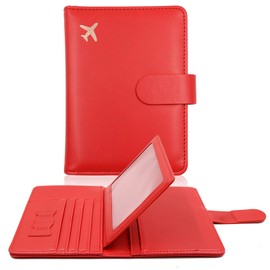 Melsbrinna Passport Holder,Passport Holder Card Slots,Cute Passport cover for Women/Men,Waterproof Rfid Blocking Travel Wallet, Red