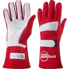 Speedway Motors Red Nomex Racing Gloves, Size Large, SFI-1, Leather Palm