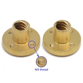 ReliaBot 2PCs T8 Tr8x8 Lead Screw Brass Nut (Acme Thread, 2mm Pitch, 4 Start, 8mm Lead) with 4xM3 Thread for Tr8x8 T8x8 Lead Screw