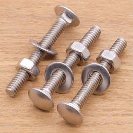 1/2-13 x 4-1/2" Stainless Steel Carriage Bolts with Hex Nuts and Flat Washers 304 Stainless Steel 18-8 Square Neck Bolts and Nuts Washers, Full Thread, Coarse Thread, 6 Sets