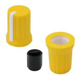 Mixed-Colour 6mm D-Shaft Hole Rubber Grip Vibrant Colour Mixer Knobs - Pack of 6 (Yellow, Green, Purple, L.Blue, Orange, L.Grey)