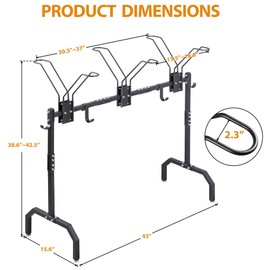 DorBuphan Cycle Storage Organizer Rack for 3 Bikes, Portable Bicycle Parking Rack with 4 Hooks, Bikes Floor Stand for Garage/Home/Indoor/Outdoor Use