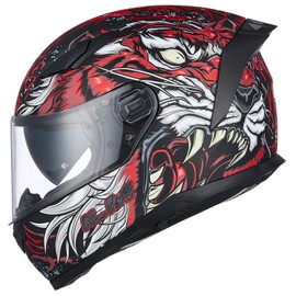 ILM MIPS Motorcycle Full Face Helmet Pinlock Insert Anti Fog Dual Visor Racing Casco de Moto Men Women DOT Model 129M(BiteMe Red XX-Large)