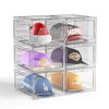 Hat Organizer Box for Baseball Caps, 6 Pack Clear Plastic