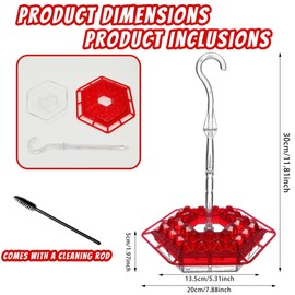 2025 Hummingbird Feeders for Outdoors - Shirem Hummingbird Feeder 30 Feeding Port Bird Easy Filling/Cleaning 11 Ounce Hummingbird Feeders with Perch for Backyard Window Decoration-W Cleaning Brush