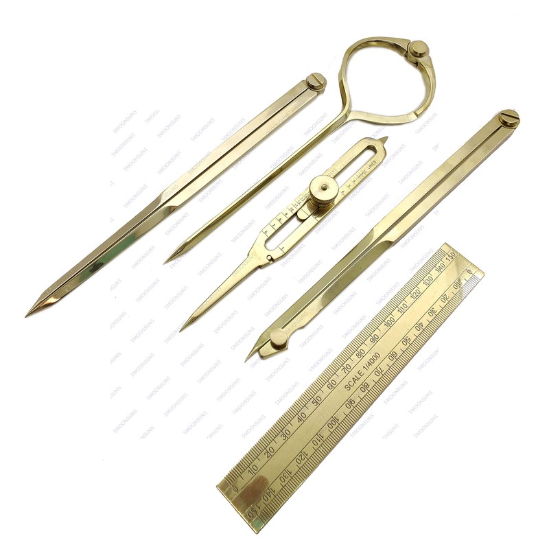 Proportional Divider Set of 5, Full Brass dividers with Executive