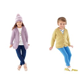 Girls Knitting Pattern Easy Knit Cardigan and Cable Jacket in Cherished DK King Cole 5586