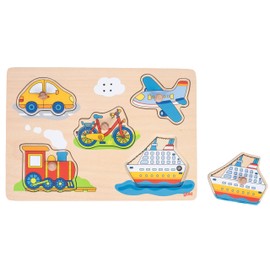 Goki Wooden Stacking Puzzle Puzzle Vehicles with Sound 57519
