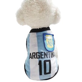 RIOSTUDIO Dog Clothes, Spring, Summer, Tank Top, Cool Soccer Uniform, Breathable Mesh, Breathable Mesh Vest, Sleeveless Vest, Puppy Clothes, Small Dogs, Medium Size Dogs (8 White x Blue No. 10, XL)