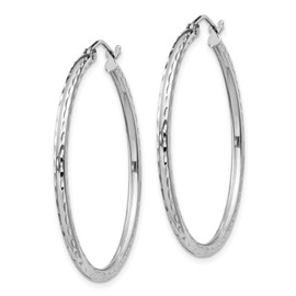 925 Sterling Silver 2mm Round Large Hoop Earrings