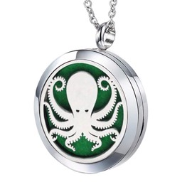 Popeoiuh Essential Oil Diffuser Necklace Stainless Steel Aromatherapy Octopus Animal Locket Pendant with 24" Chain & 8 Pads - Birthday Christmas Perfume Jewelry Gift for Women Men