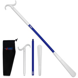 RMS Bastón extra largo de 35.5 pulgadas para vestirse, ayuda para zapatos, calcetines, camisas y pantalones - Herramienta para quitar calcetines y calzador largo con bolsa de viaje