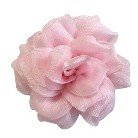 Large Rose Fascinator Corsage Hair Clip and Brooch Pin, Satin Flower, Multi-Colour Options (Baby Pink)