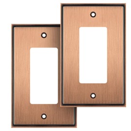 Henne Bery Soft Modern Decorative Wall Plate Switch Plate Outlet Cover (Single Decorator 2PK, Antique Copper)