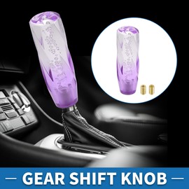 A ABSOPRO Universal Shift Knob 15cm Stick Shifter Lever Knob with 2 Adapter for Automatic and Manual Vehicle Acrylic Purple Transparent