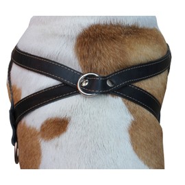 Genuine Black Leather Dog Pulling Walking Harness Large. 31"-35" Chest, 1.5" Wide Straps