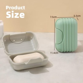 Aieino 2 PCS Travel Soap Case with Lid, Secure Snap-Lock Soap Dish Leakproof Plastic Container Soap Box for Shower Travelling, Camping, Gym Bathroom (Grey & Green)