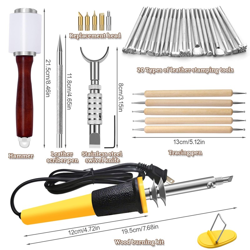 Leather Stamping Tools, Leather Carving Set, Working Kit for Beginners