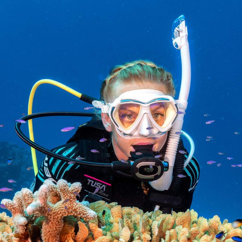 TUSA SP-0101 Hyperdry Elite II Scuba Diving Snorkel, White/White