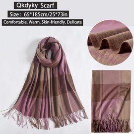 Qkydky Scarf, Women's Fashion Winter Scarf, Checked Blanket Scarf, Cashmere Scarf, Winter Scarf, Long Women's Scarf, Loop Scarf Women, 65 x 185 cm Scarf, Purple/Pink