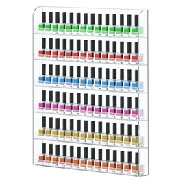 FEMELI 20 * 24 Inch Nail Polish Wall Racks 1 Pack, Hold Up to 120 Bottles,Clear Acrylic Nail Polish Shelf Organizer Wall Mounted 6 Rows