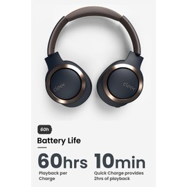 Cleer Enduro ANC Noise Cancelling Over the Ear Bluetooth Headphones with Mic, 60 Hrs Playtime, Noise Canceling, Ambient EQ Modes, Hi-Res Audio, Deep Bass, Multi-Point Connect, Bluetooth 5.0, Dark Navy