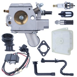 Mtanlo Carburetor Carb Ignition Coil Kit Carburetor w/Gaskets, Ignition Coil, Spark Plug, Fule Line, Oil Line, Oil Filter Filter For Stihl MS361 MS361C 1135-120-0601 Chainsaws
