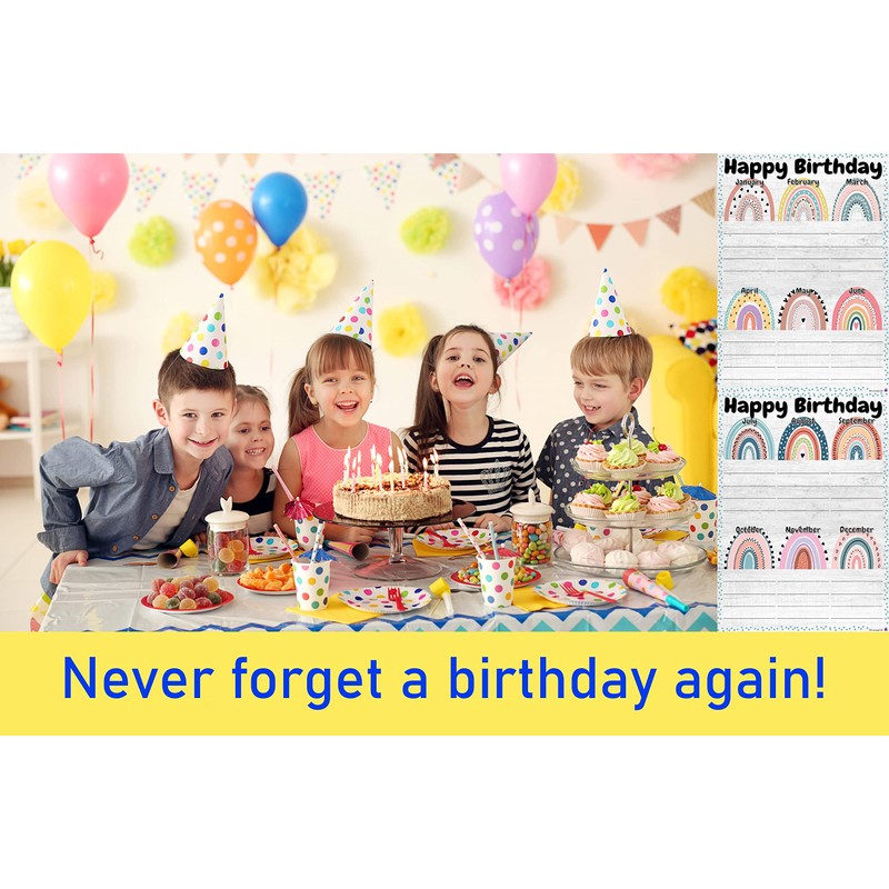Boho Rainbow Birthday Charts- Laminated 14x19.5 - Classroom Posters and