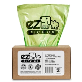 1000 Pet Waste Disposal Dog Poop Bags, EZ Pickup Bags Green (single roll, not on small rolls)