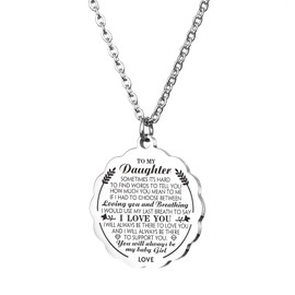 HOFOYA Inspirational daughter pendant gifts to my daughter necklace from dad mom,christmas birthday gift for daughter,graduation gifts for teen girl,valentine's day gift.