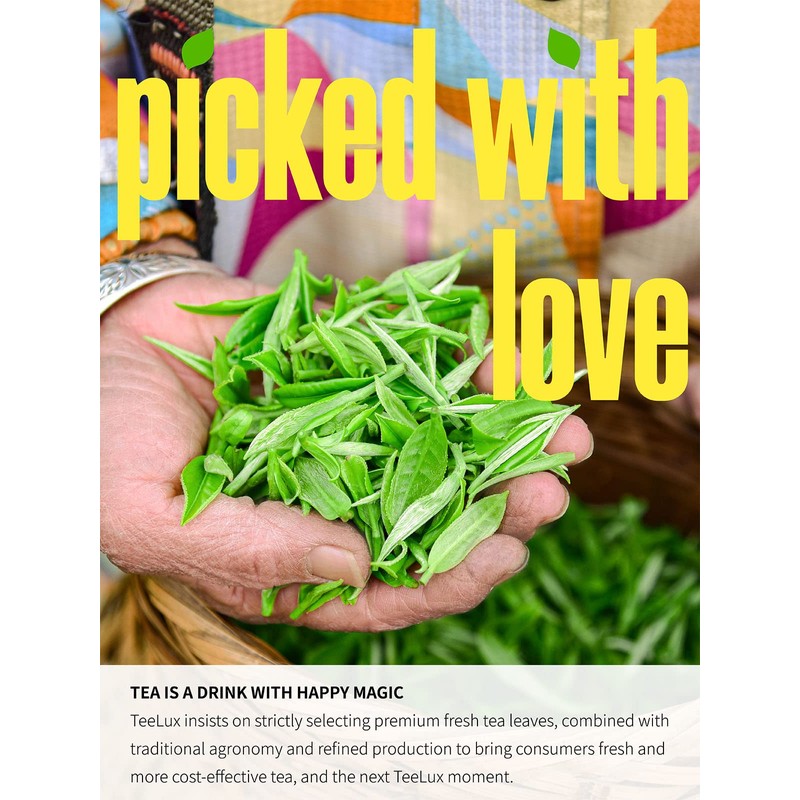 TeeLux Decaf Green Tea Bags, Pure Decaffeinated Green Tea, Super