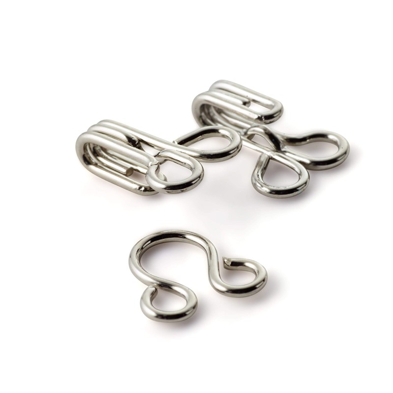 Prym 2 Eyes Hooks and Brass, Pack of 12, Silver