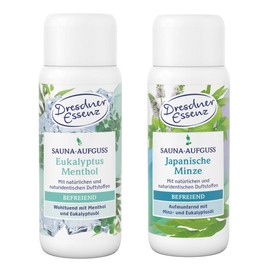 Dresdner Essenz Sauna Infusion Eucalyptus Menthol + Japanese Mint | Liberating Sauna with Menthol & Eucalyptus Oil + Mint and Eucalyptus Oil | Set of 2 x 250 ml