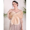 fxmimior Sleeveless Faux Fur Shawl Wedding Fur Wrap Bridal Fur