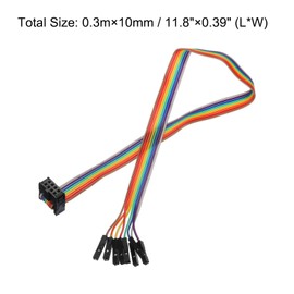 MECCANIXITY 1 Pcs IDC Rainbow Wire Flat Ribbon Cable FC-Female to 8P 11.8 Inch Length 2.54mm Pitch Breadboard Jumper Wires for Electronic Projects