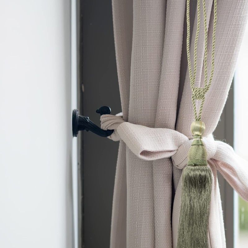 Pack of 2 Curtain Tiebacks Green, Decorative Tiebacks with Tassels,