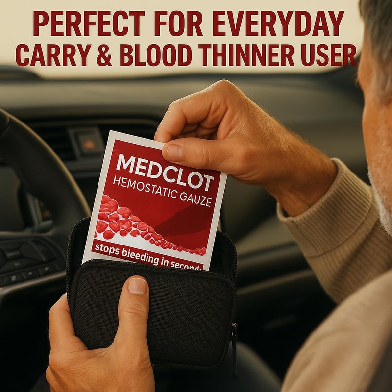 MEDCLOT Hemostatic Gauze-Kaolin Hemostatic Dressing Stops Bleeding Fast-Sterile&Compact for Everyday
