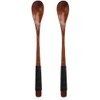 2 Set of Retro Handcrafted Wooden Long Coffee Tea Spoon