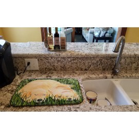 Caroline's Treasures SS8838DDM Golden Retriever Dish Drying Mat Absorbent Dish Drying Mat Pad for Kitchen Counter Dish Drainer Mat for Countertop, 14 x 21", Multicolor