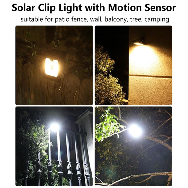 AHXHWKA Solar Clip Lights, 3 Modes Motion Sensor Solar Outdoor