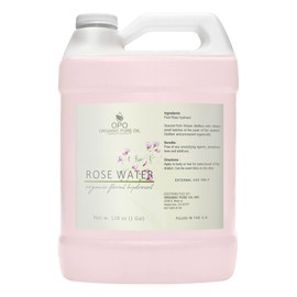 Rose Hydrosol - 128 oz - 1 Gallon - Pure, Steam Distilled, All Natural, Non GMO, Alcohol Free, Bulk Hydrating Toning Cleansing Floral Water Spray Mist Toner for Face Pores Locs Hair Body - OPO