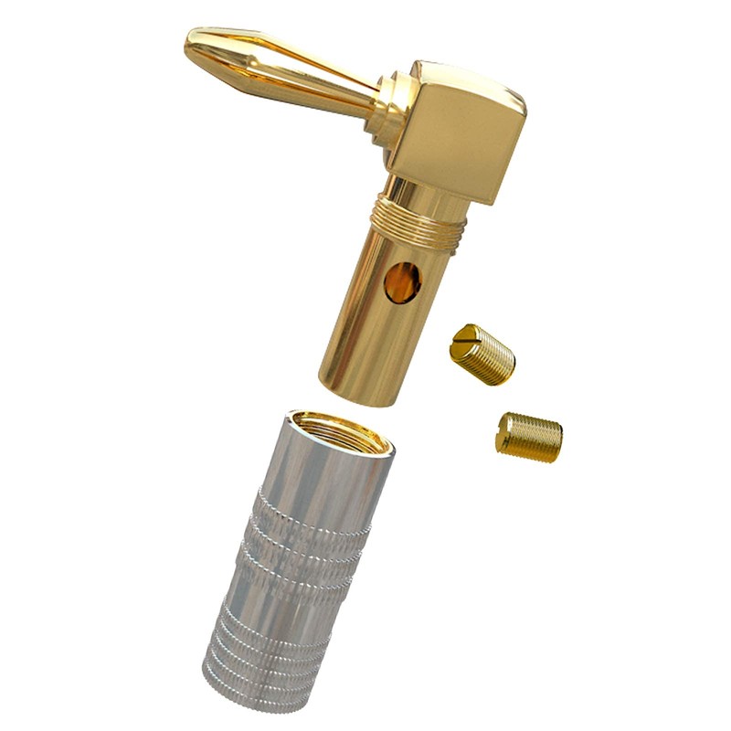 Cleqee 8pcs 24K Gold Plated Right Angle Speaker Banana Plug