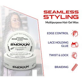 Strong Hold Hair Gel with Argan Oil, Edge Control, Braiding Gel, Twist & Lock Styling Wax, Water-Based Hair Gel for Natural Hair, Long-Lasting Hold - 5.09 FL oz - White