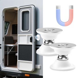 White RV Magnetic Door Holder Set (2 Pcs) – Super Easy to Install on Campers & Trailers, Features Strong Magnetism to Reliably Keep Doors Open, Perfect Accessory for Tidy & Functional RV Living Spaces