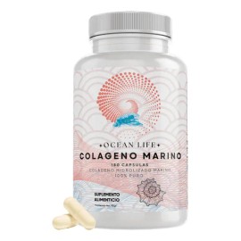 Colágeno Marino 100% Puro 180 Cápsulas 500mg Cu Ocean Life Sabor Neutro