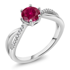 Gem Stone King 925 Sterling Silver Gemstone Birthstone Infinity Ring | Round 6MM | Wedding Engagement Anniversary Promise Ring For Women | Available In Size 5, 6, 7, 8, 9