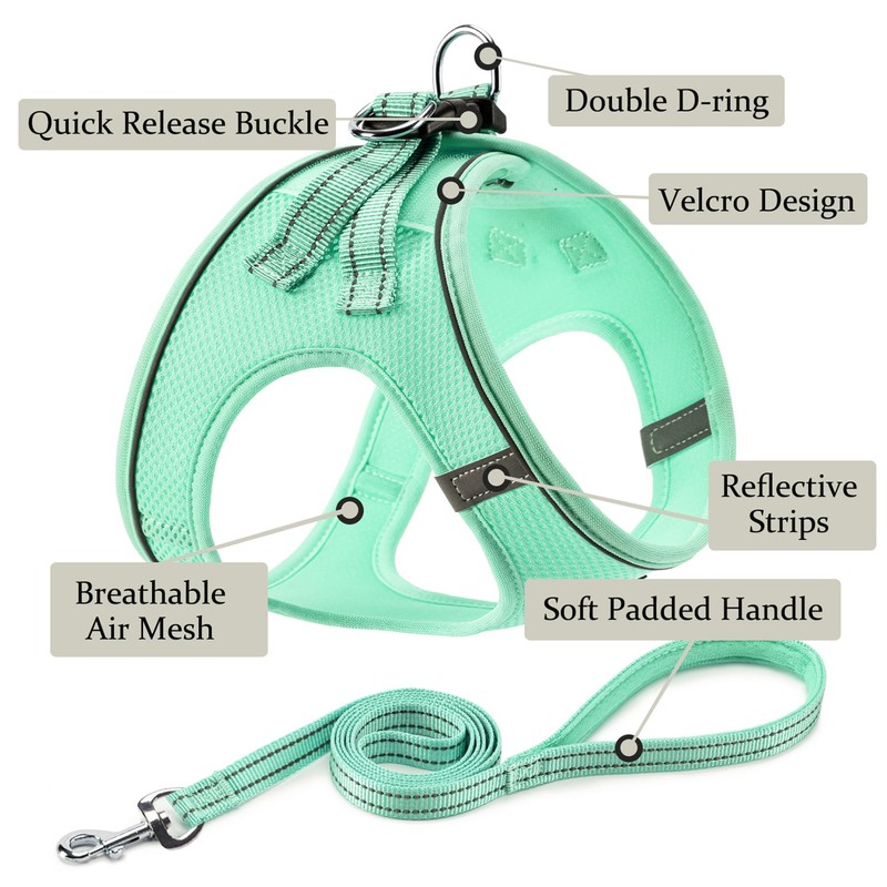 Dog Harness with Leash Set, No Pull Adjustable Reflective Step-in