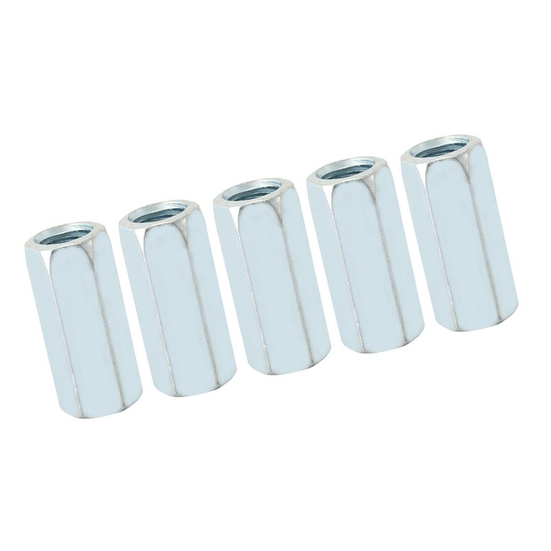 5pcs M12*40 Long Rod Coupling Nut, Carbon Steel Hex Sleeve