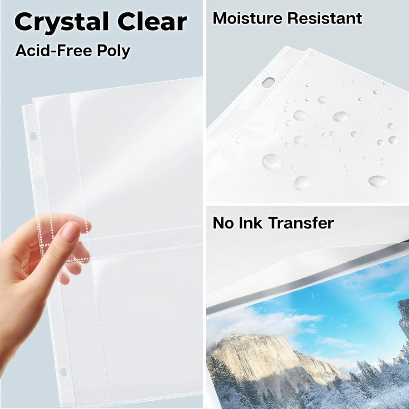 Dunwell 5x7 Photo Sleeves for 3-Ring Binder, (25 Pack) 5x7",